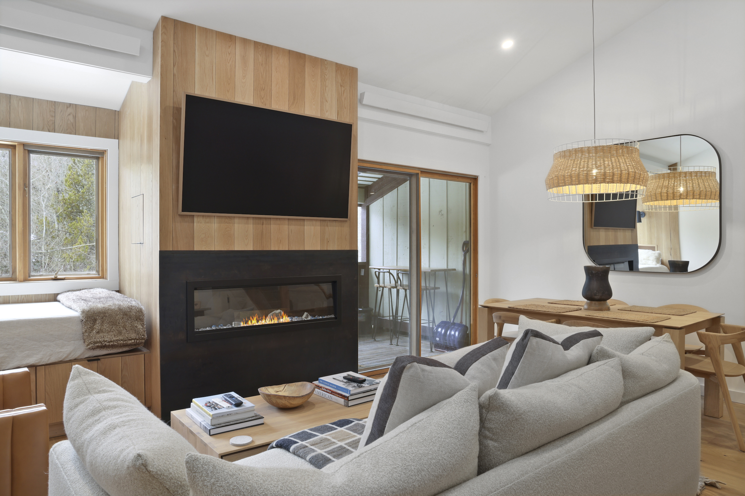 Living Area with Electric Ambient Fireplace