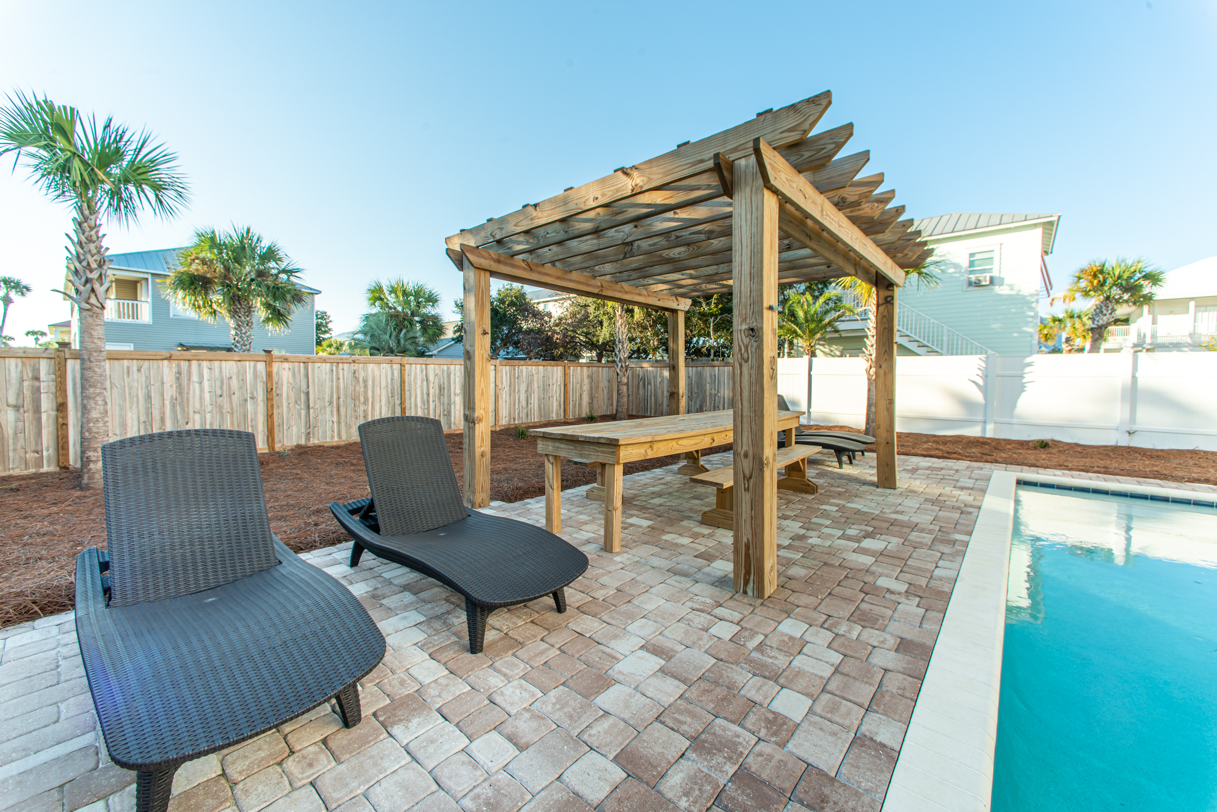 Great Pergola for a Picnic by the Pool