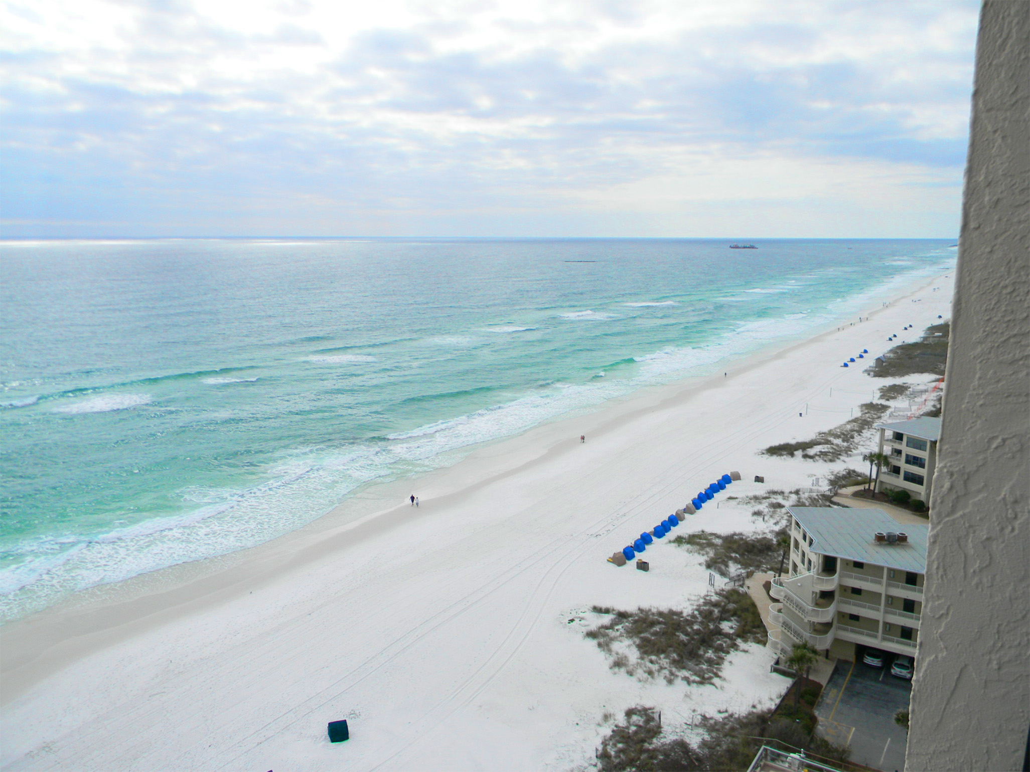 View down the beach from the balcony