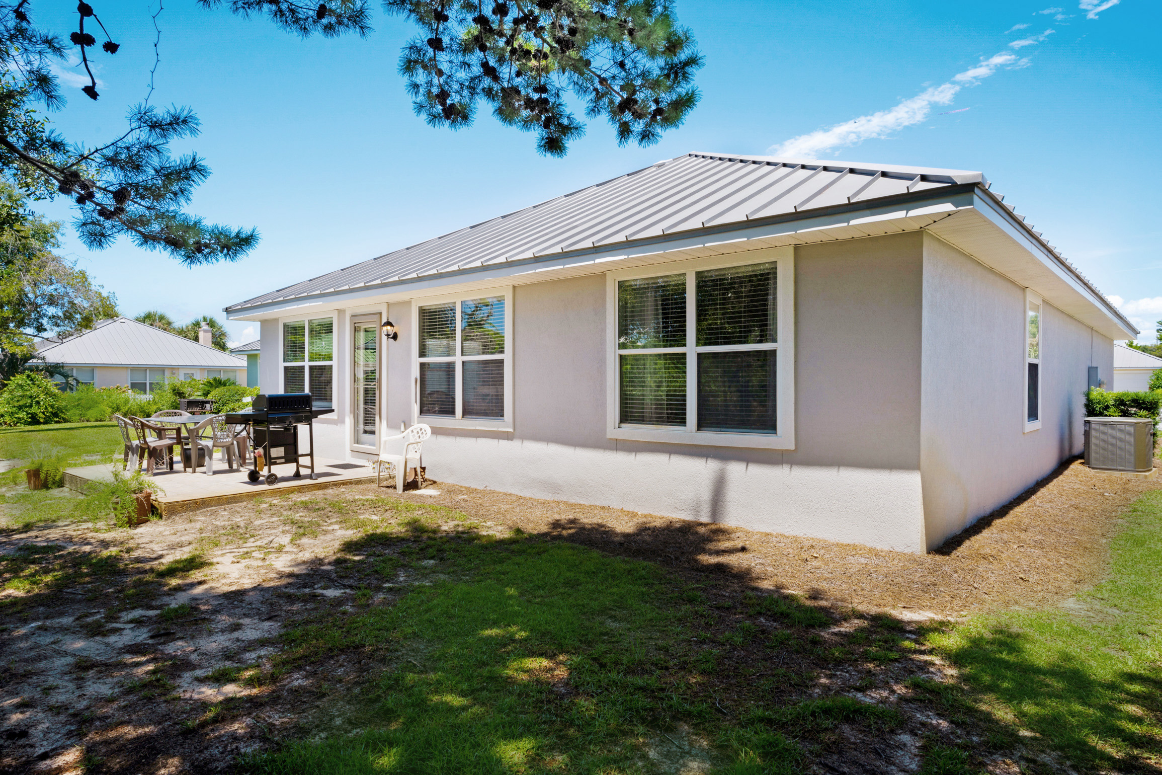 Located in a quiet cul-de-sac with a cozy back patio for enjoying the beautiful night breeze