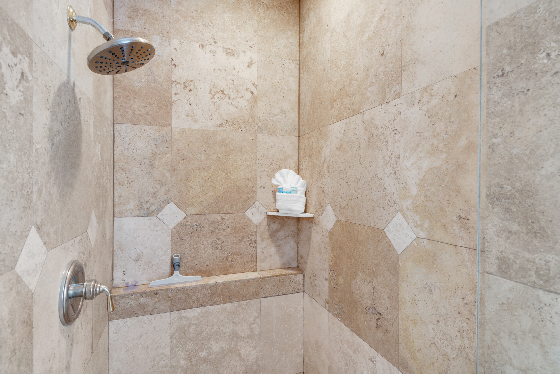 Guest bathroom tile shower
