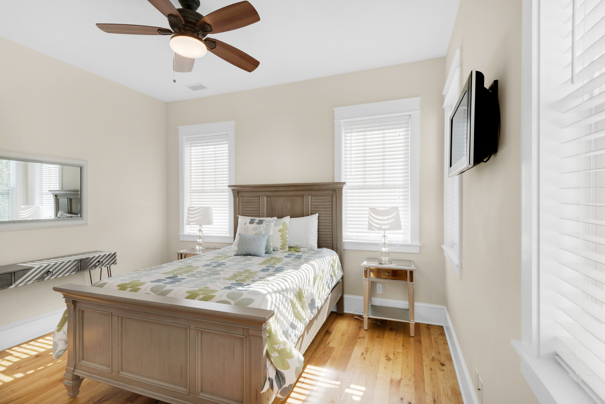Guest bedroom is light and airy