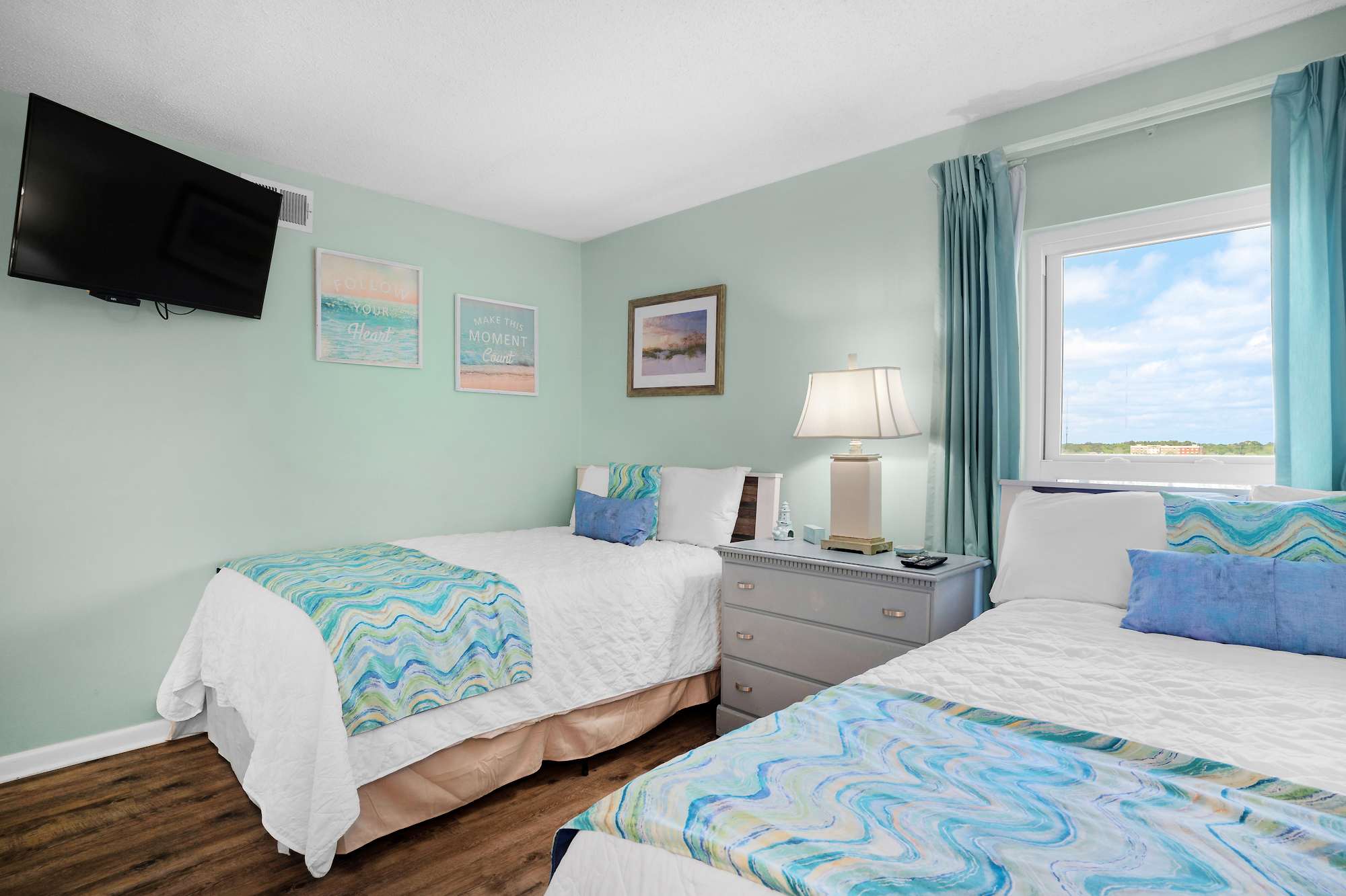 Guest bedroom and flat screen TV