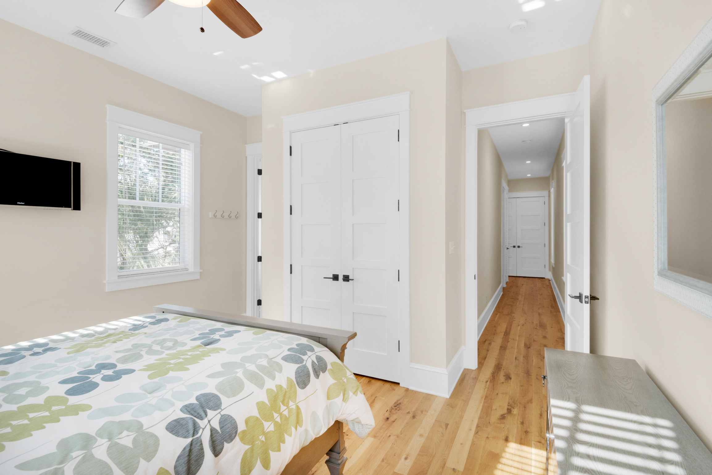 Guest bedroom with flat screen TV