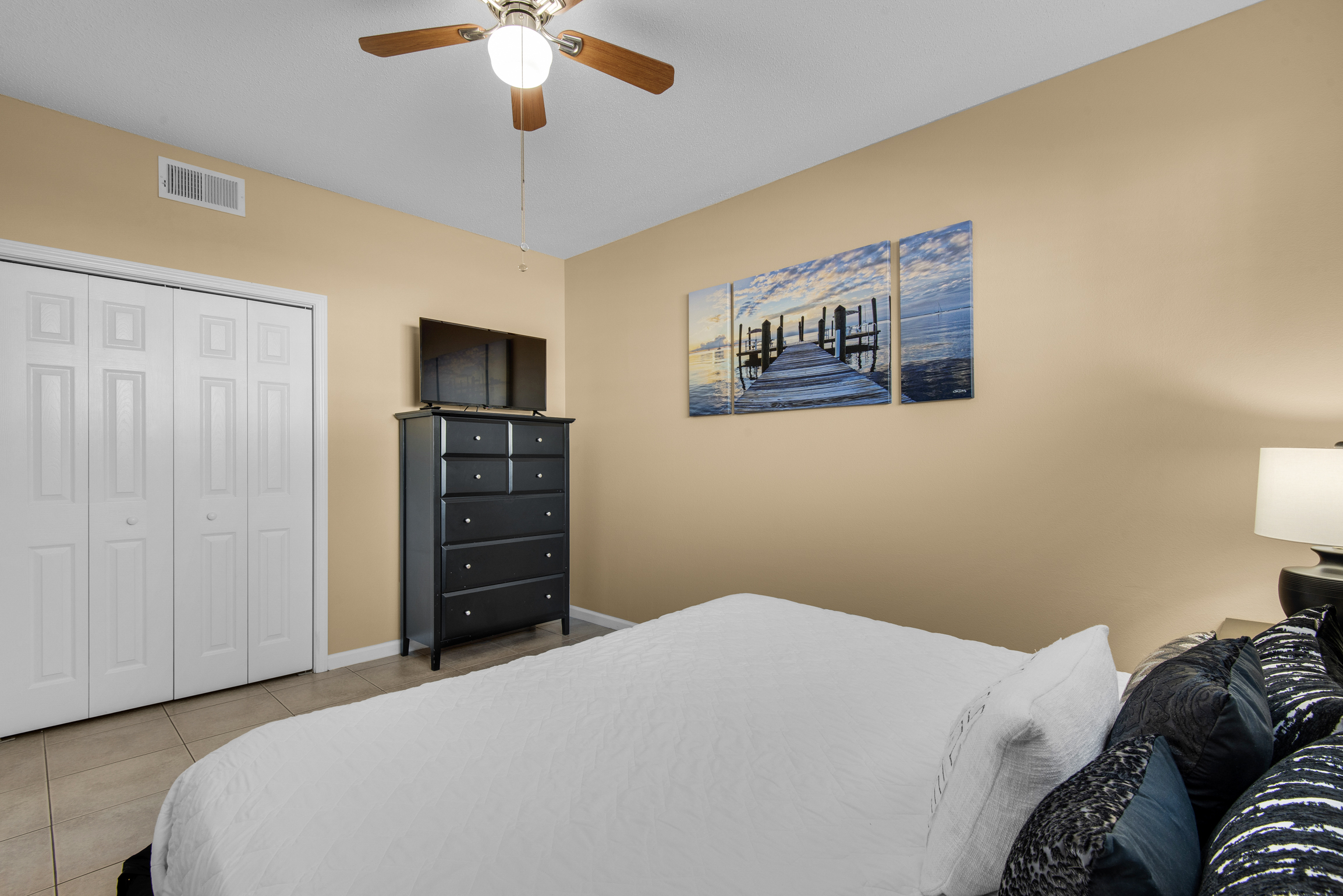 Guest bedroom with flat screen TV