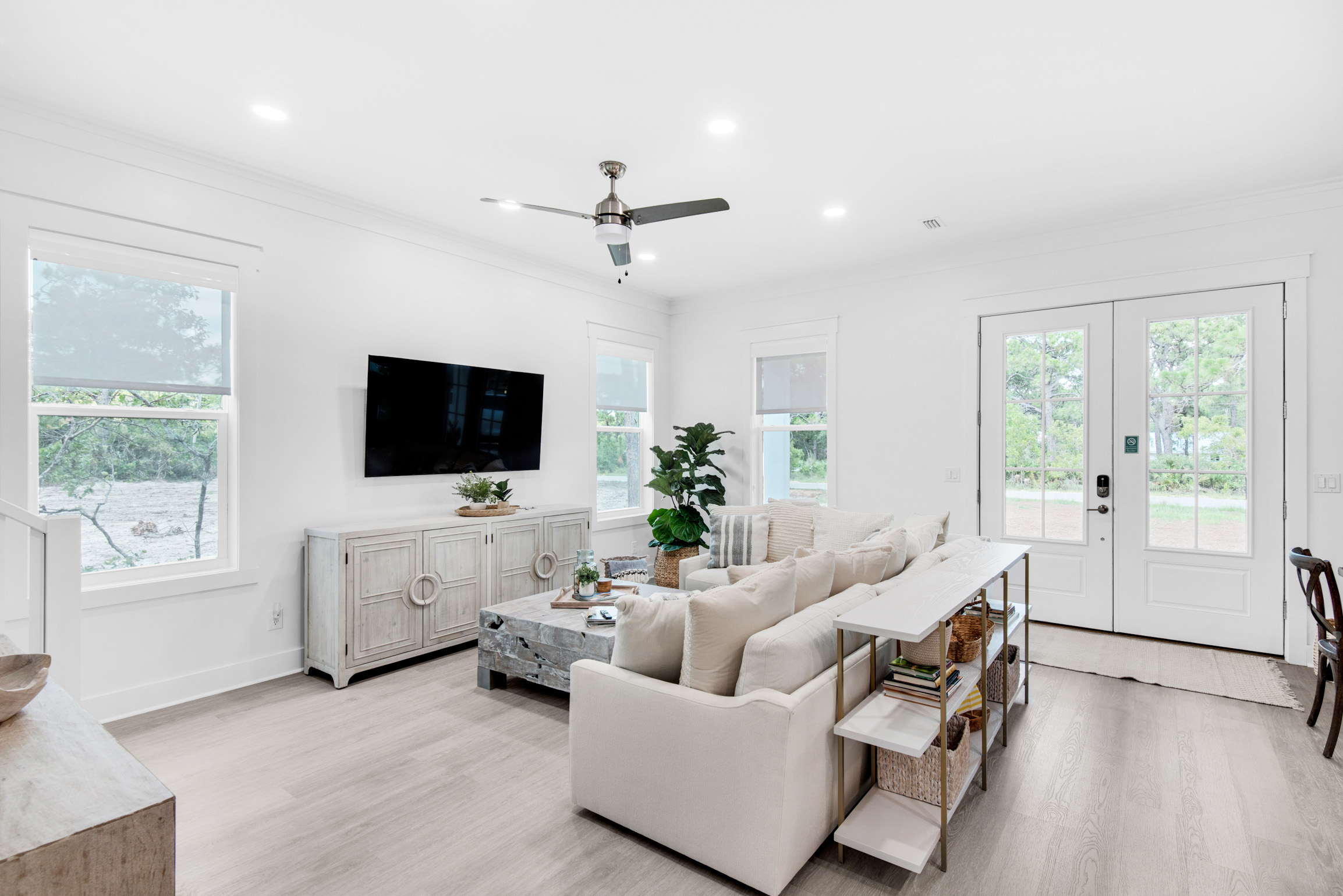 Enjoy a movie on the flat screen TV