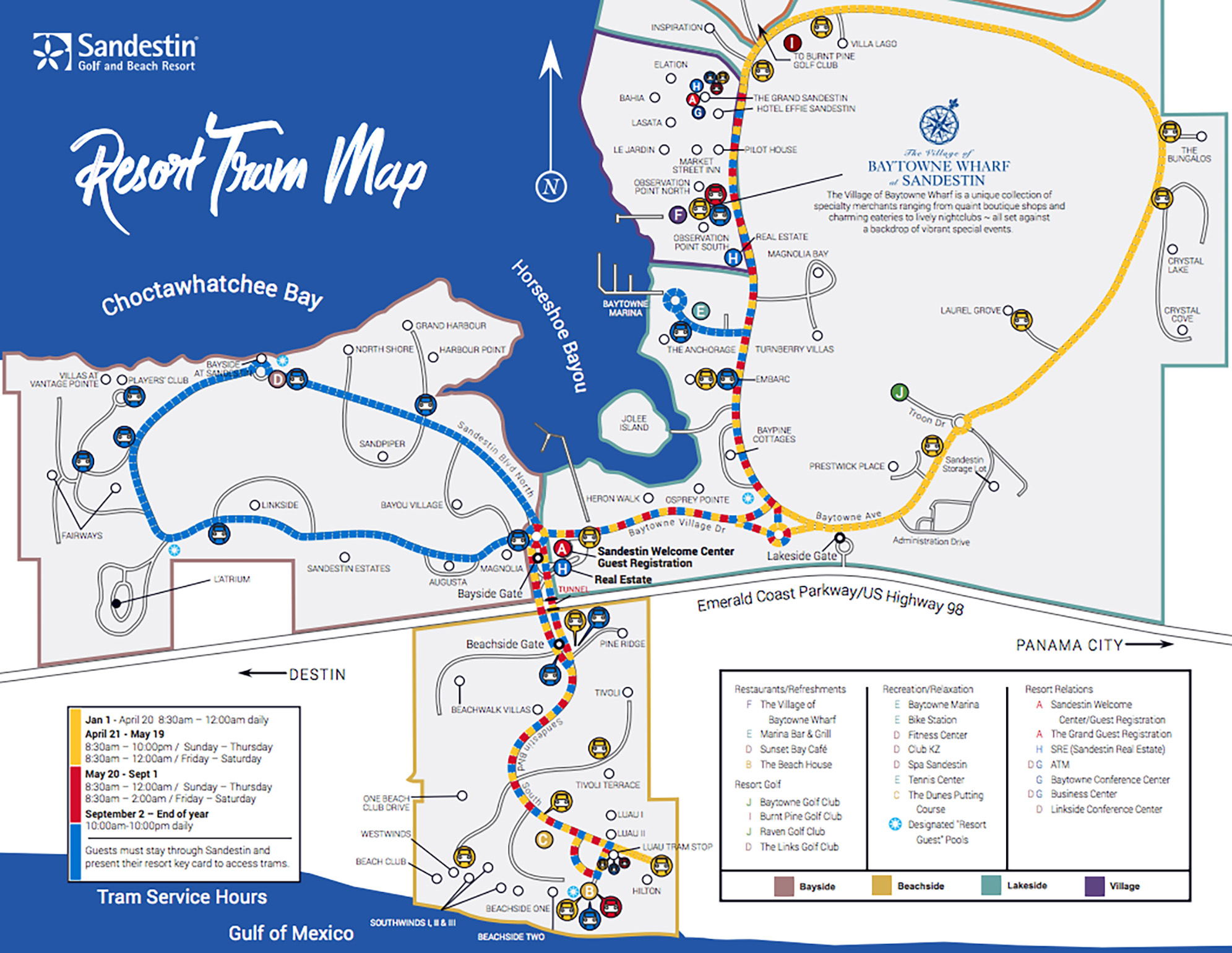 Sandestin Tram Service Map