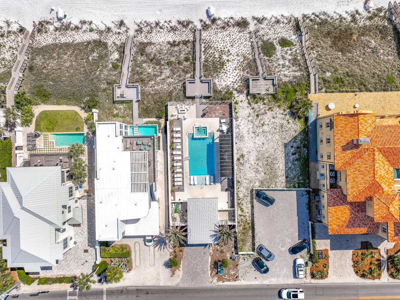 Aerial view of the pool across the street