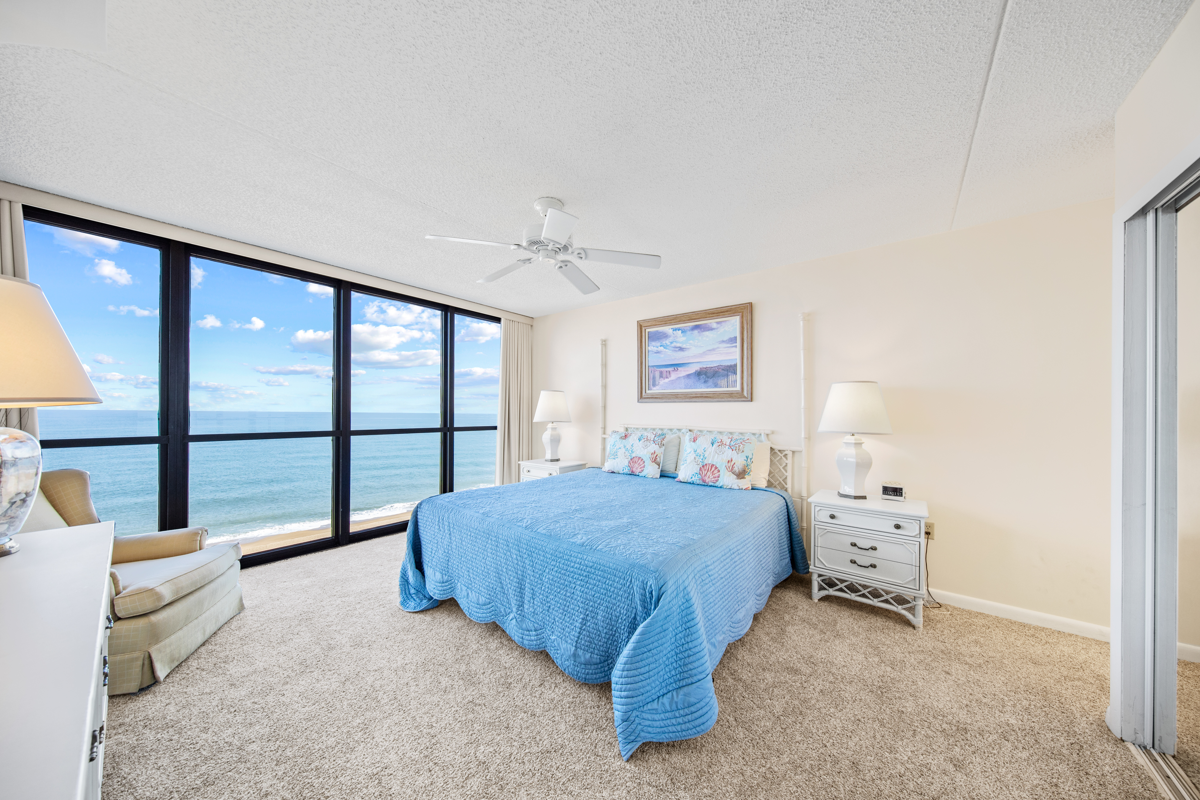 Breathtaking Primary Bedroom ocean front views.