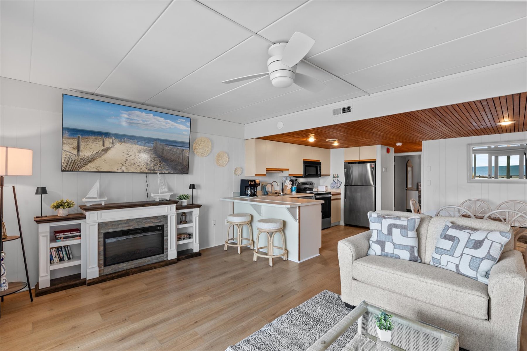 Stream your favorite shows on the flat screen TV!