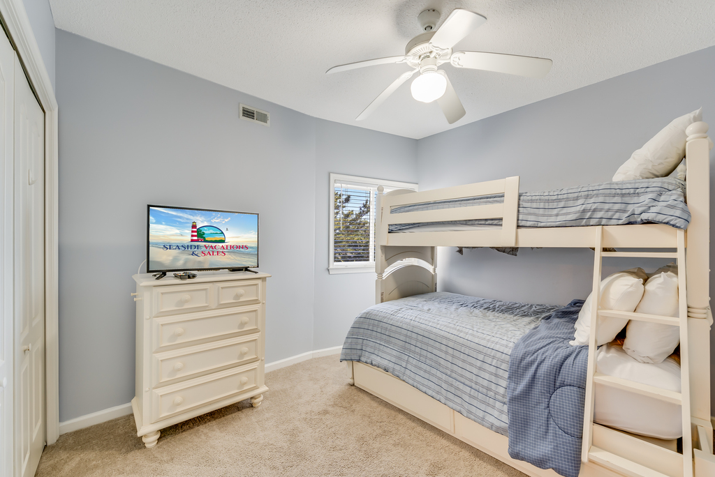 Bedroom 2 has a Twin over Full Bunkbed with Twin Trundle.