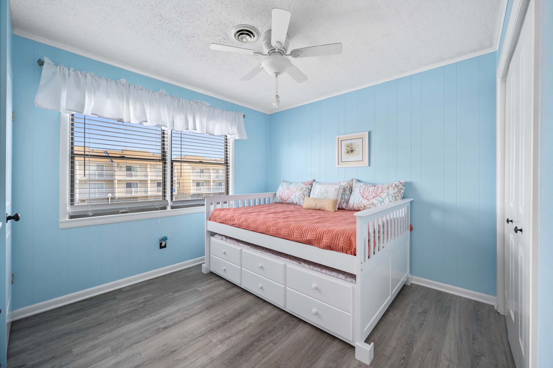 Bedroom 2 has a Full Bed with Twin Trundle underneath.