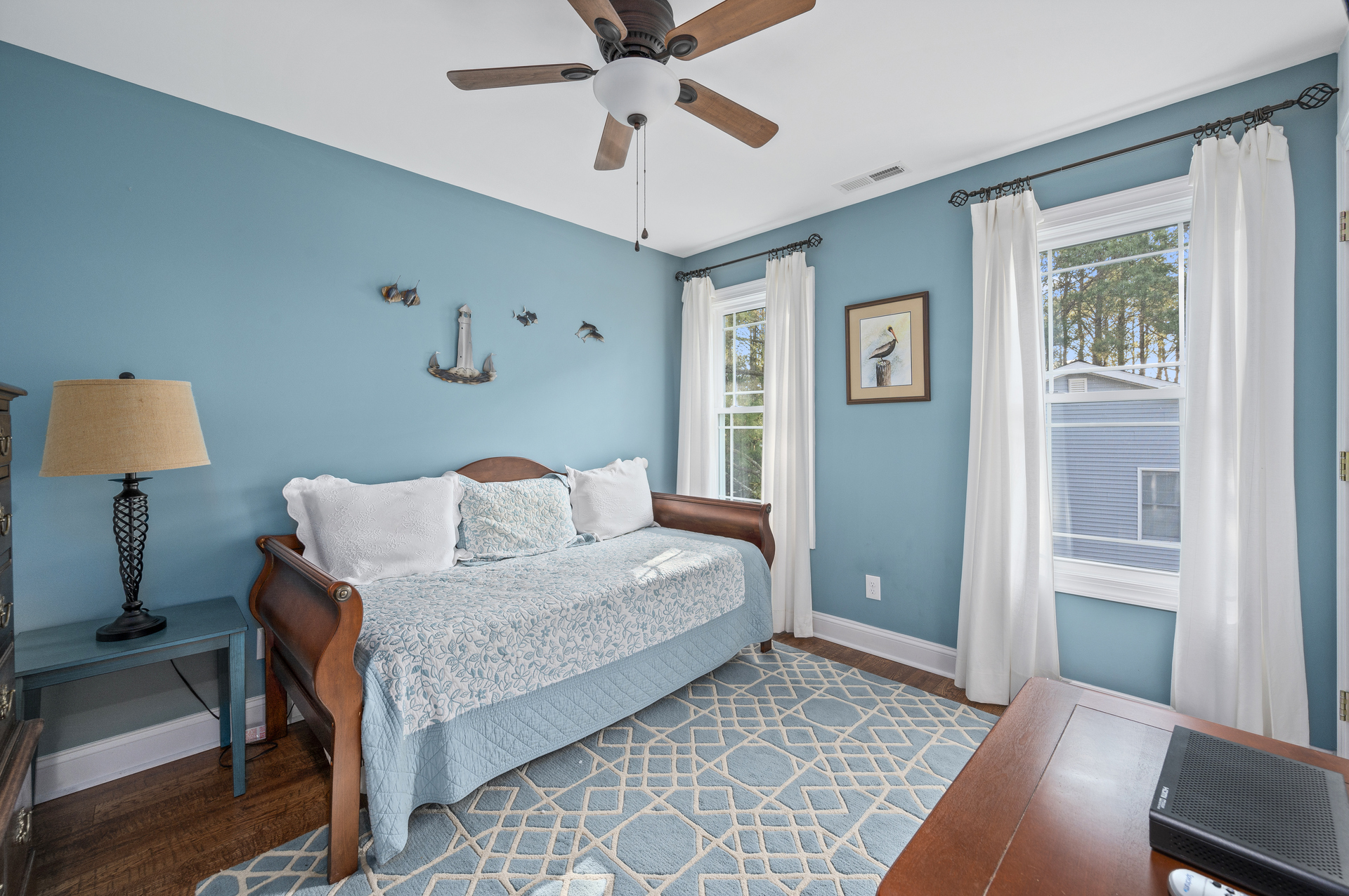 Beachy Blue Bedroom 4 has a Twin Bed with Twin Trundle.