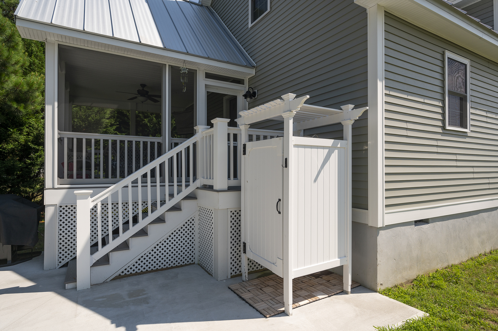New Outdoor Shower is perfect for rinsing sandy feet!