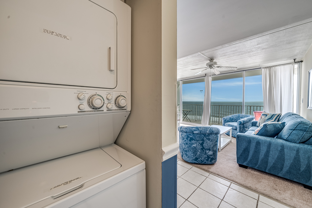 There is a stacked Washer/Dryer for your convenience!