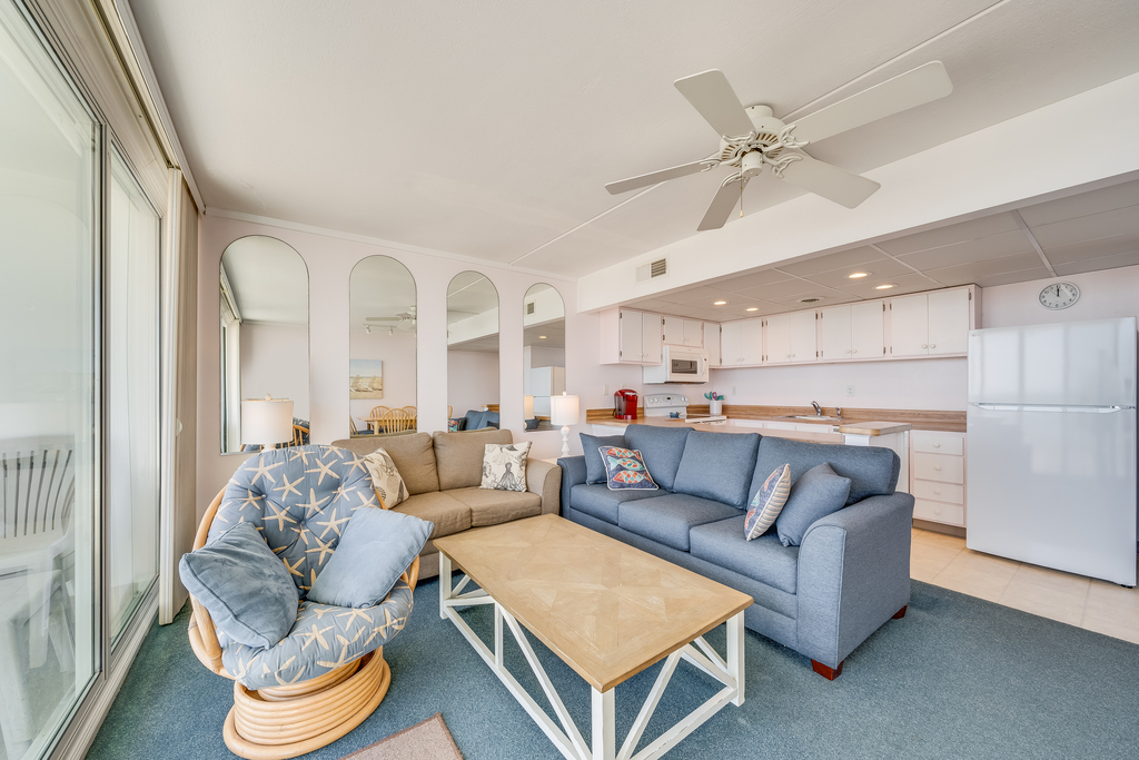 The whole family can comfortably gather for a movie or just relax in the AC in this beautiful living room!