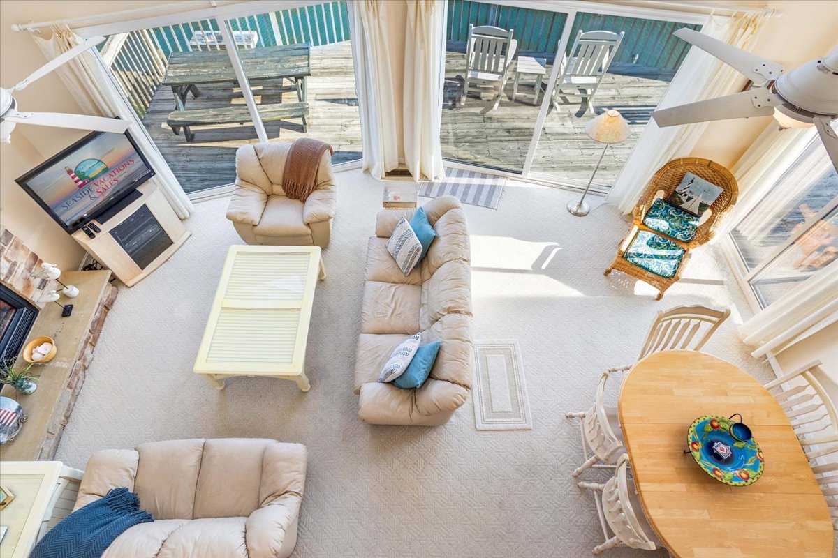 Looking down at Living Area from upstairs.