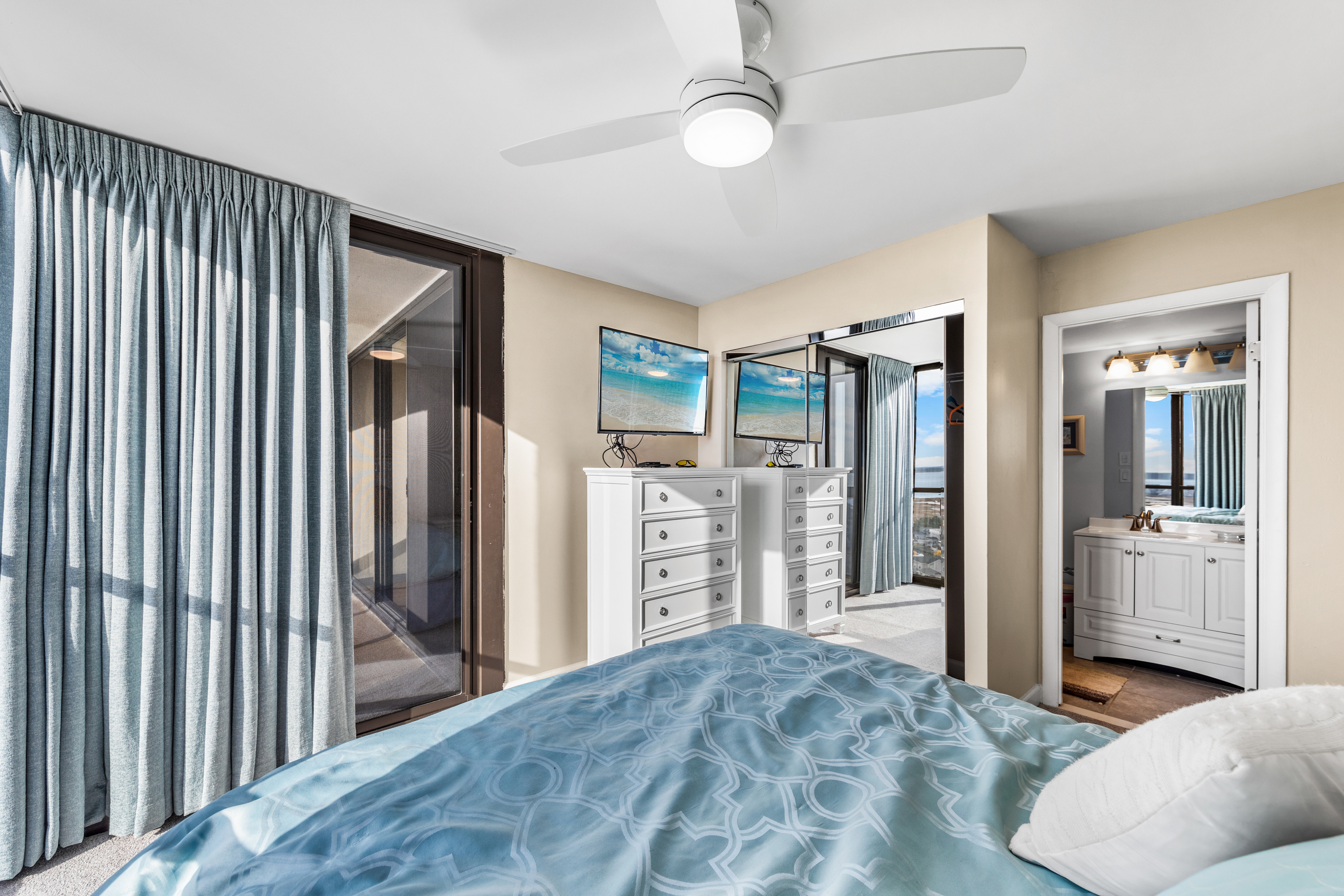 Step outside on the balcony from your own private access in bedroom 2.