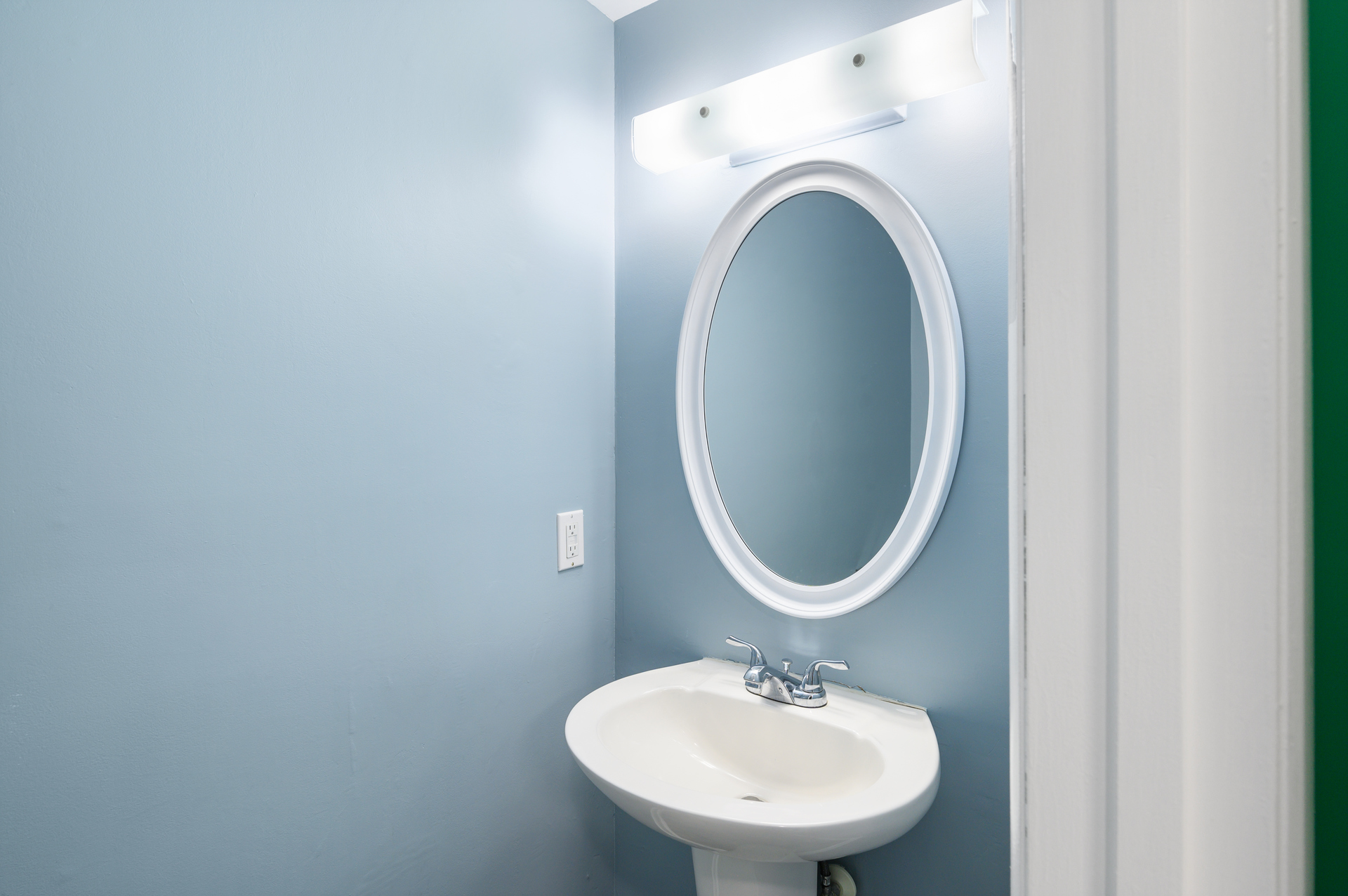This half bath is located on the main floor near the living area