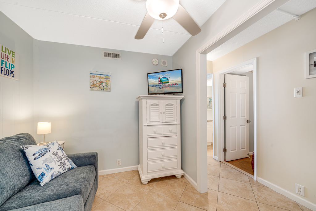 Offering a Sleeper Sofa and a Flat Screen Roku TV.