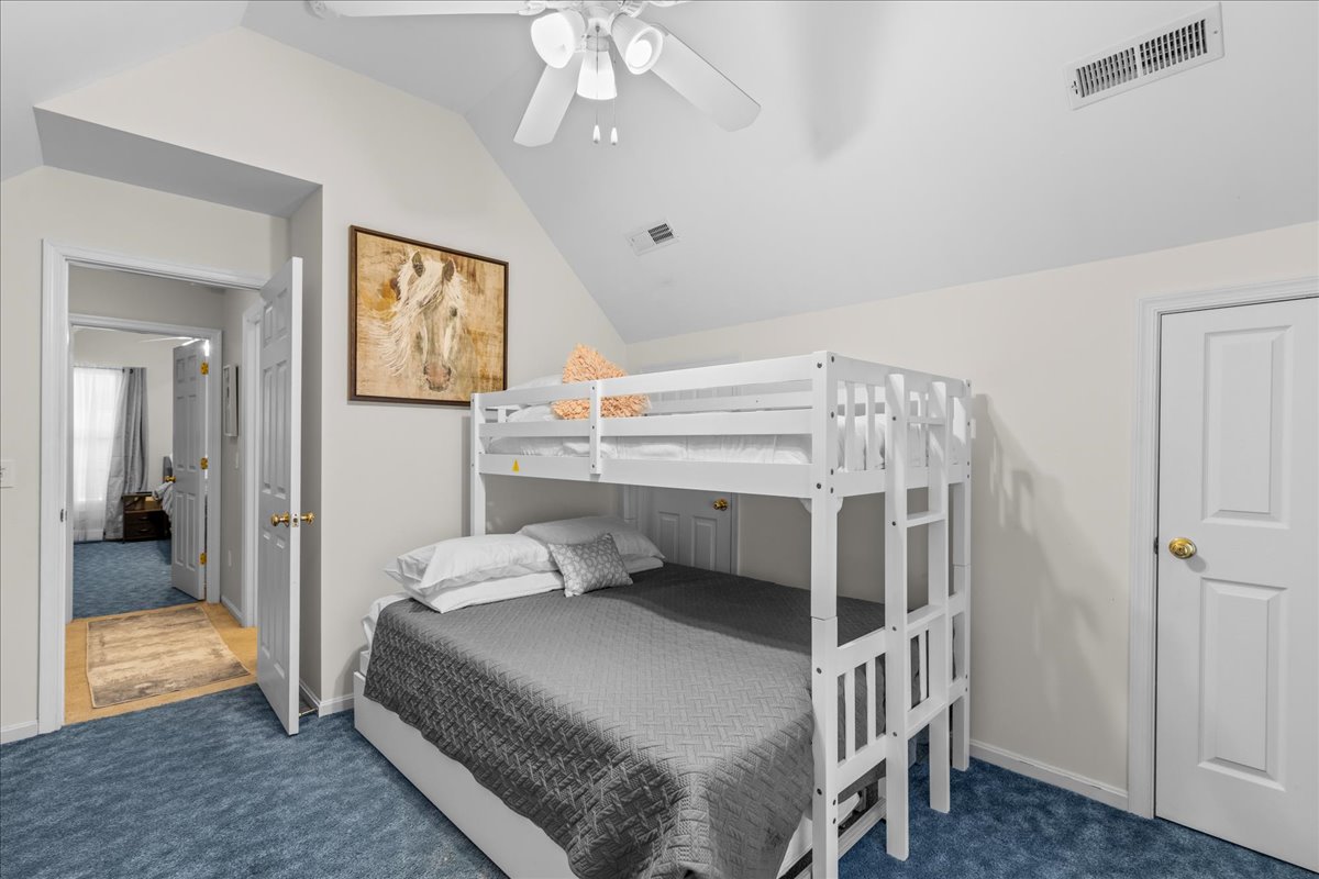 Bedroom 3 sleeps 5 with a Pyramid Bunk (Twin over Queen) and Twin Bed with Twin Trundle.