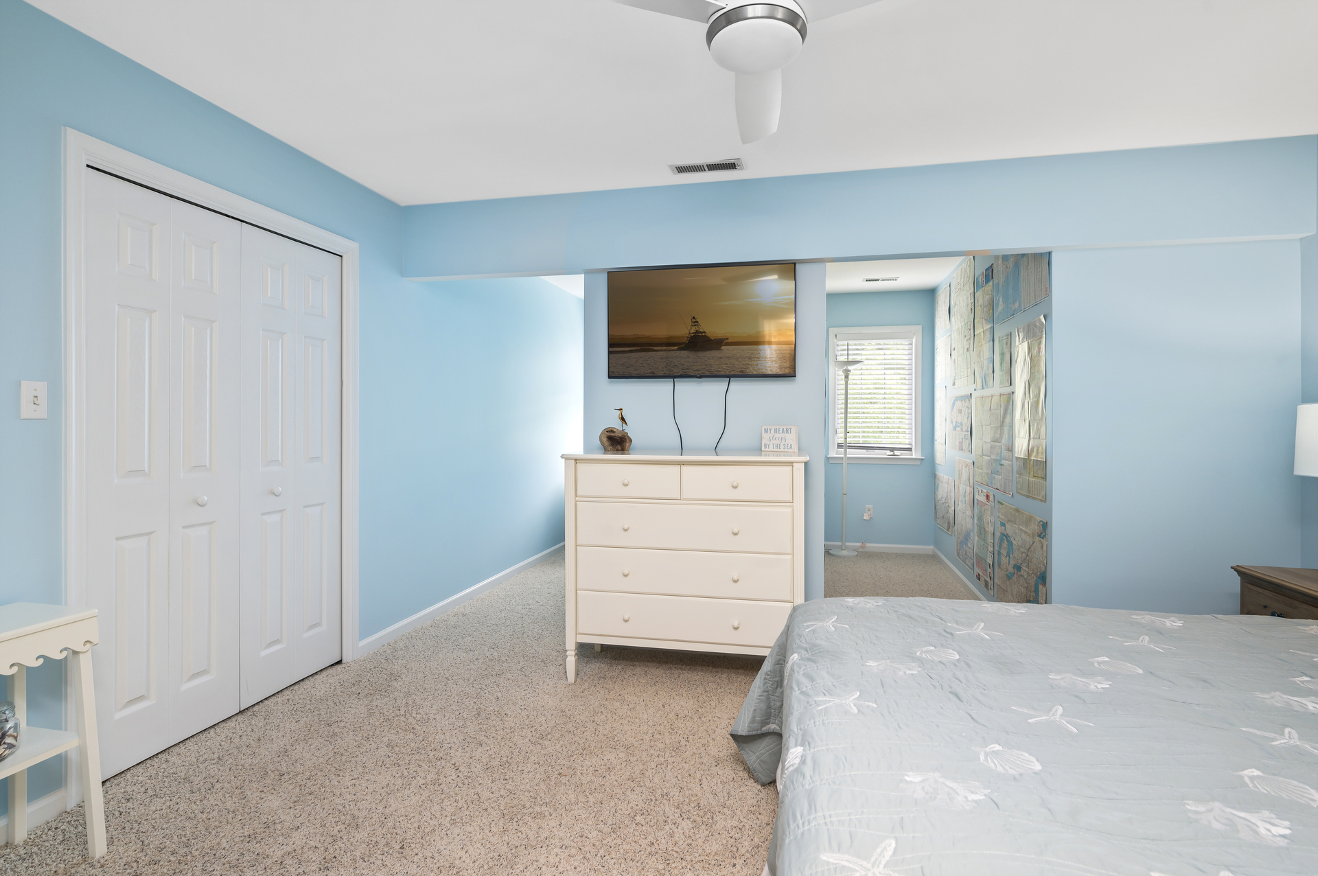 Bedroom 2 has a smart TV and huge walk in closet