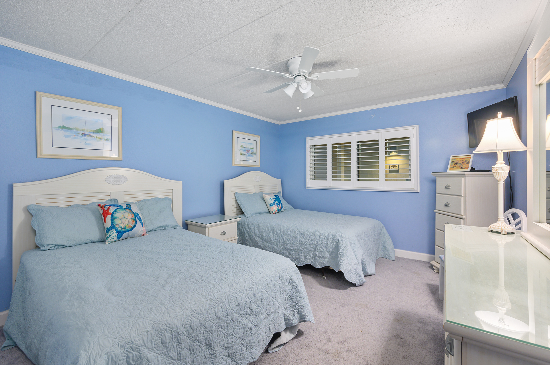 Sleeping up to 4 comfortably, Bedroom 2 has 2 Full Beds