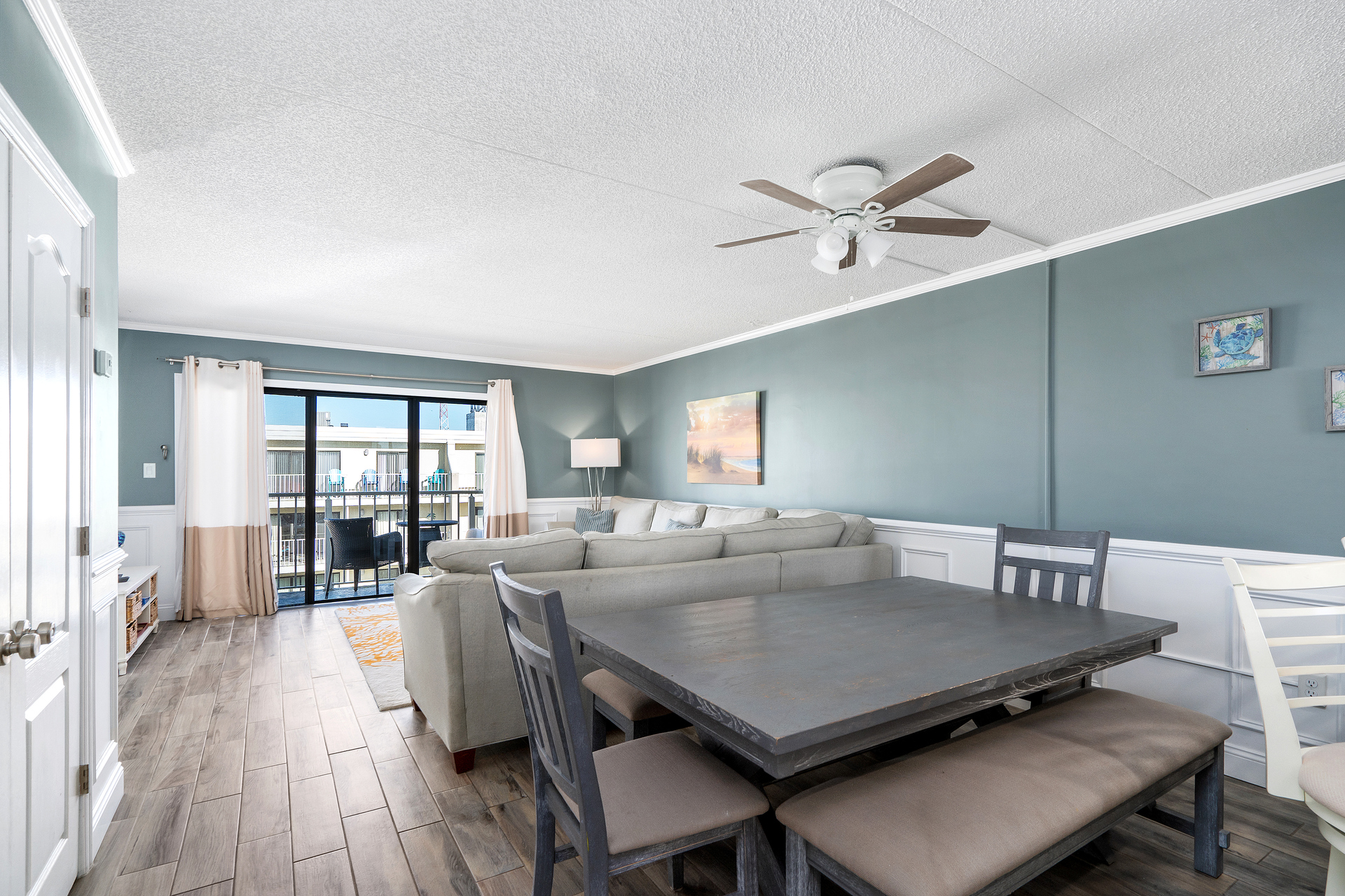 Enjoy take out or a home cooked meal at the Dining Table, seating a family of 6.