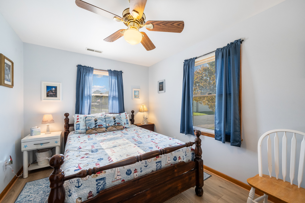 Bedroom 1 has a comfy Queen Bed and Lighthouse Theme.