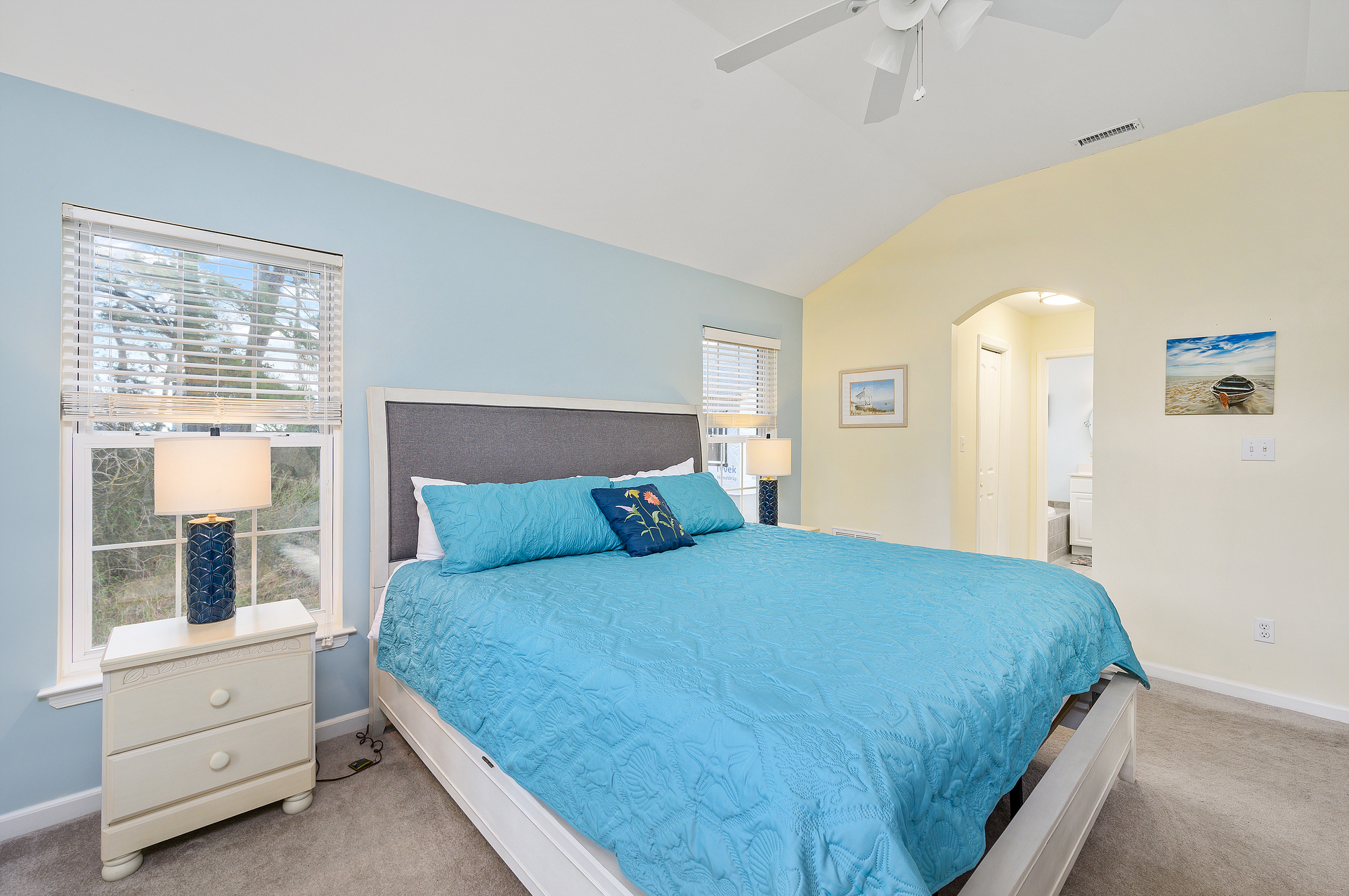 Adorned in shades of sunshine and sea glass.