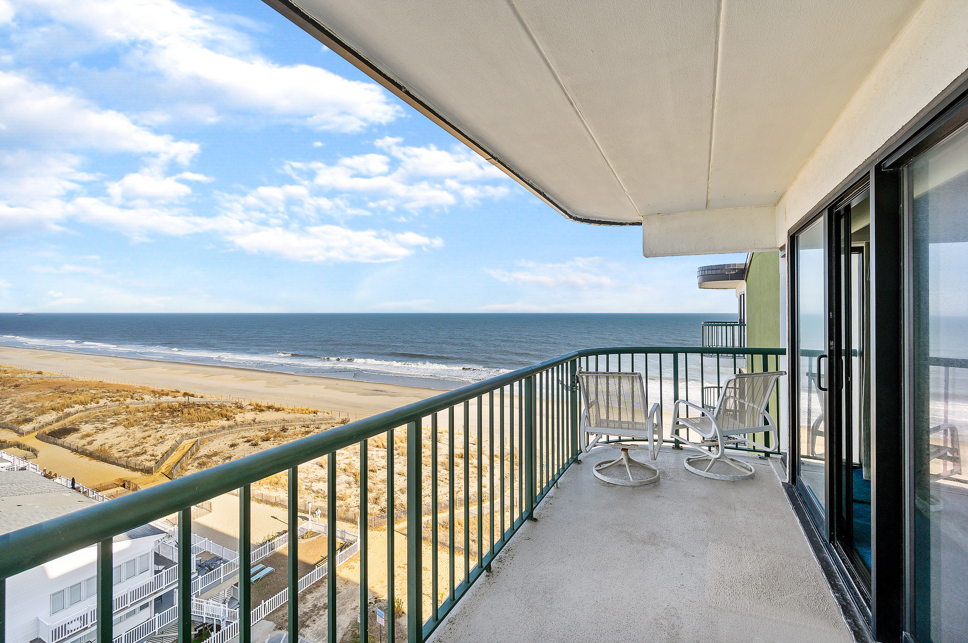View from the Balcony lets the watch the dolphins in early morning swimming in the waves