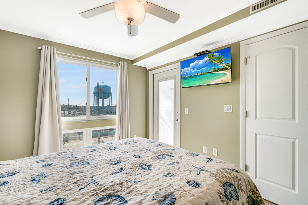 Bedroom 1 has a Flat Screen TV