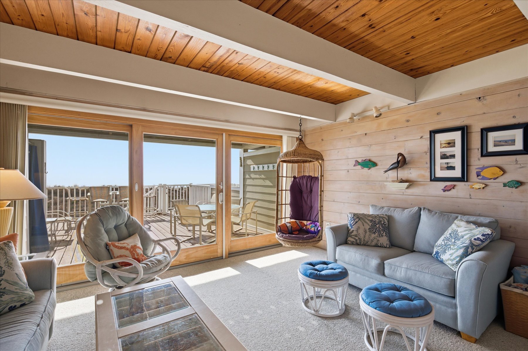 The Shiplap Ceilings and Walls throughout are reminiscent of a Coastal North Carolina Home