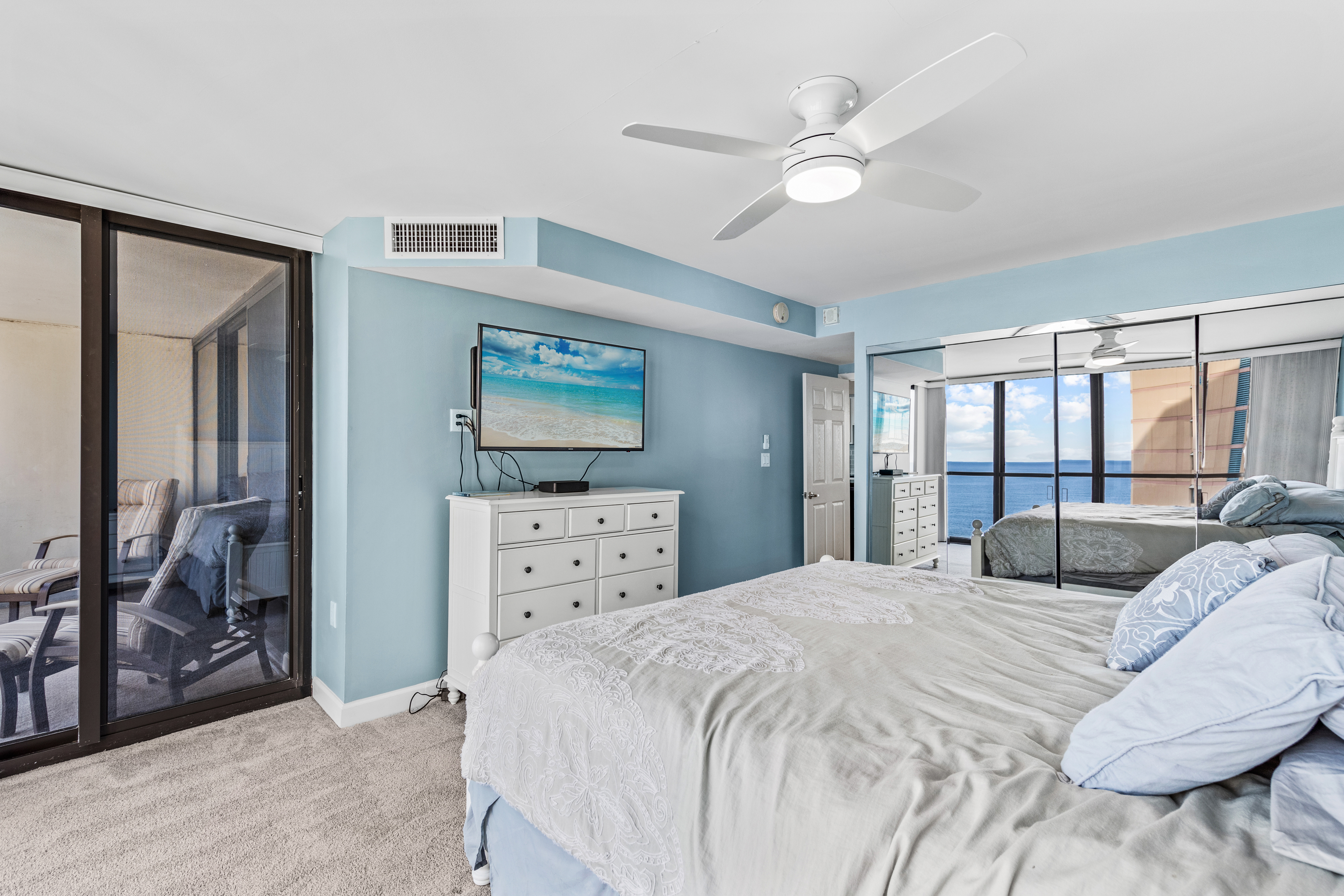 Turn your favorite movie on the flat screen and get cozy.