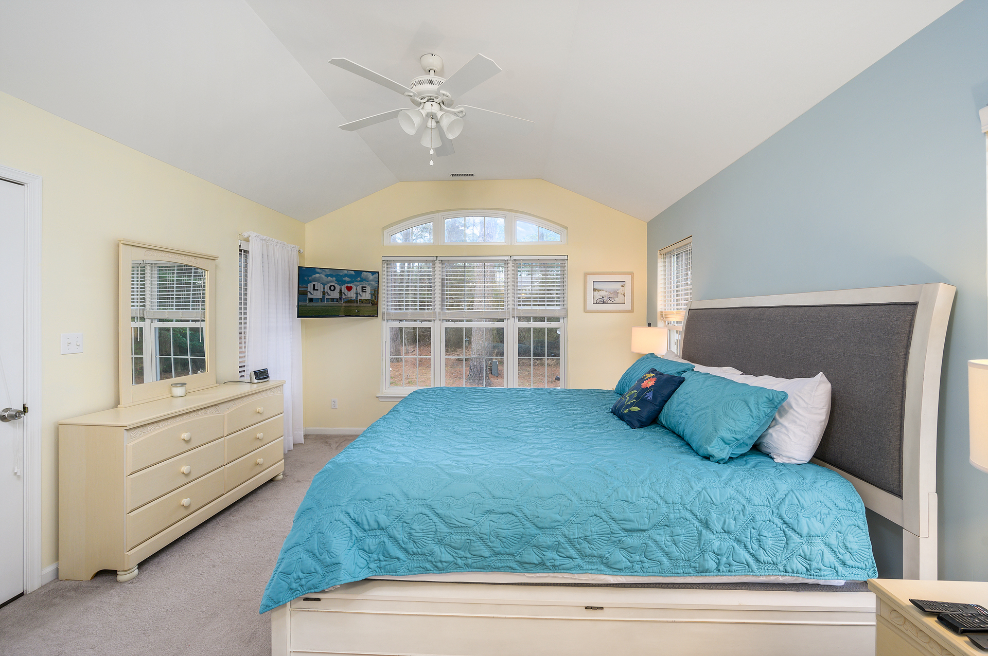Bedroom 3 is a Master with a comfy King Bed and Flat Screen Streaming TV.