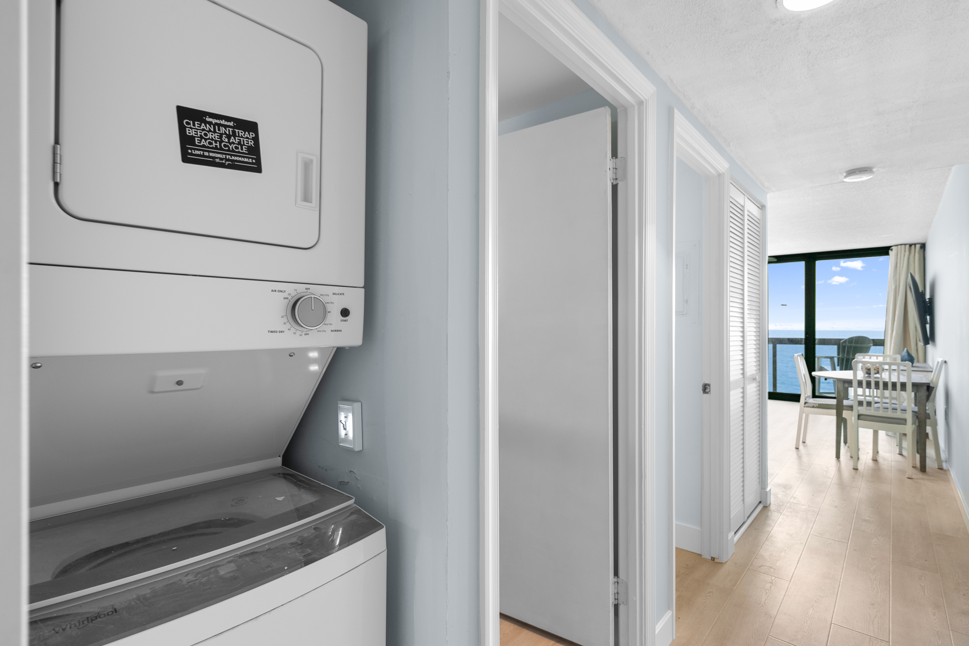 For your convenience there is a stackable Washer/Dryer.