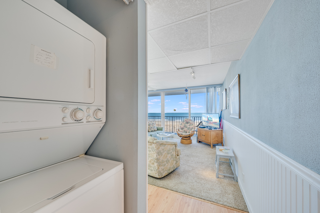 A stacked Washer/Dryer is perfect to wash out the sand from your clothes!