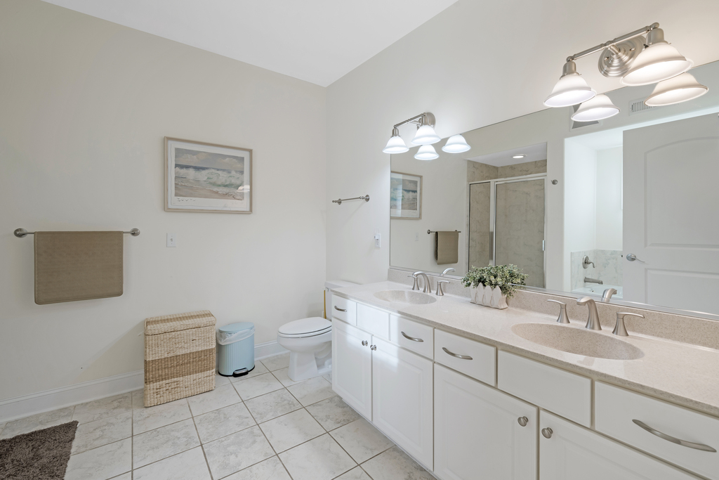 Spa-like Attached Full Bath with Double Vanity.