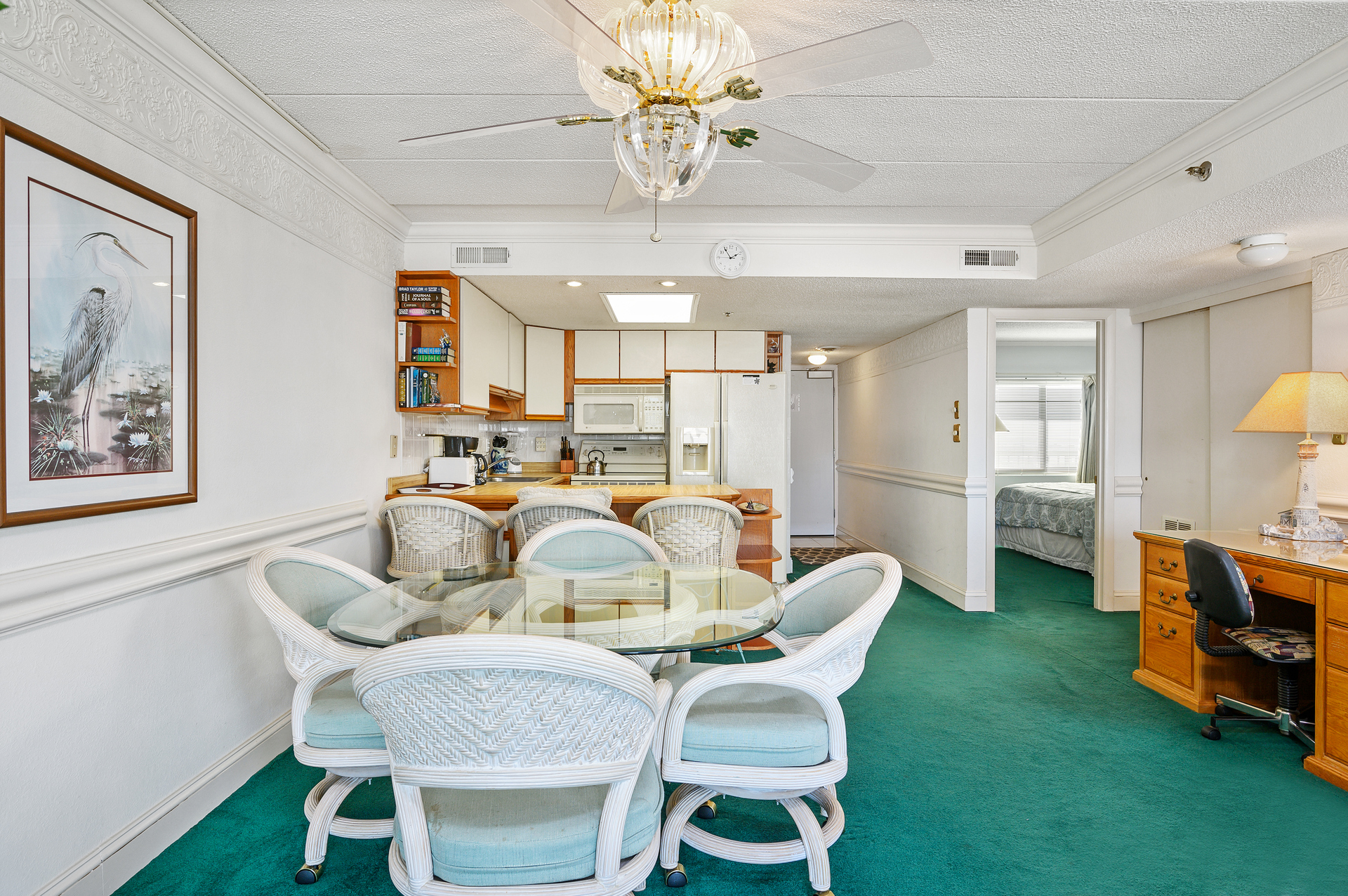 Whether bringing in dinner or preparing it yourself, there is plenty of seating for everyone in the dining area