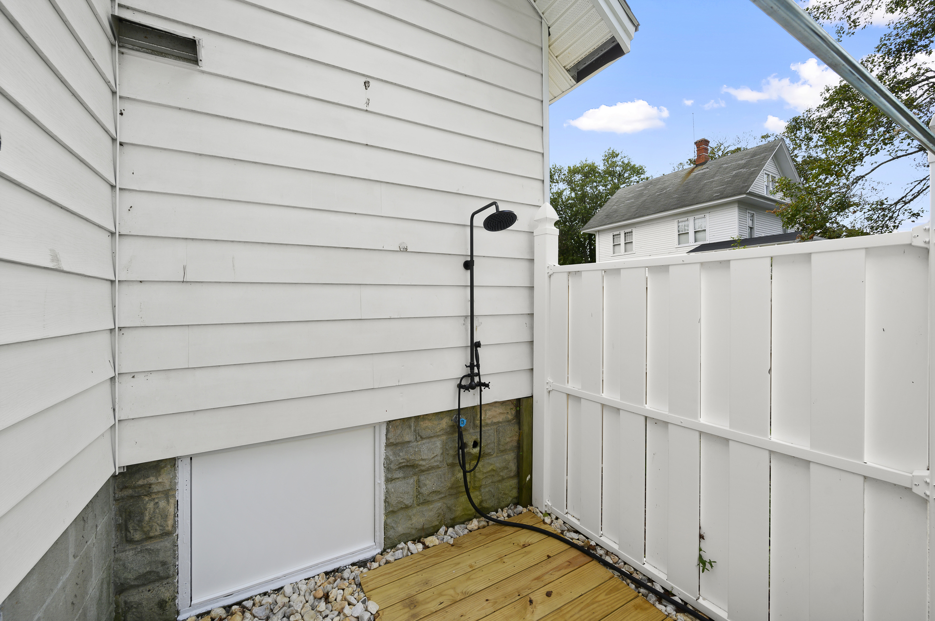 Outdoor Shower for rinsing off after a day on the Beach.