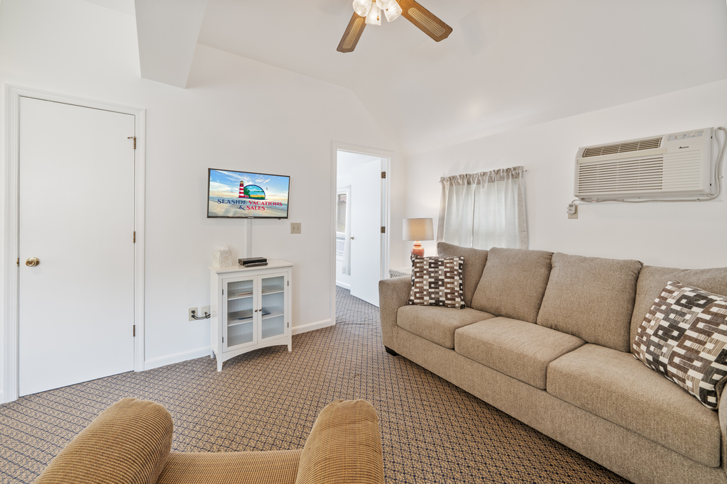 Comfortable Living Area with Cable TV and Sleeper Sofa.