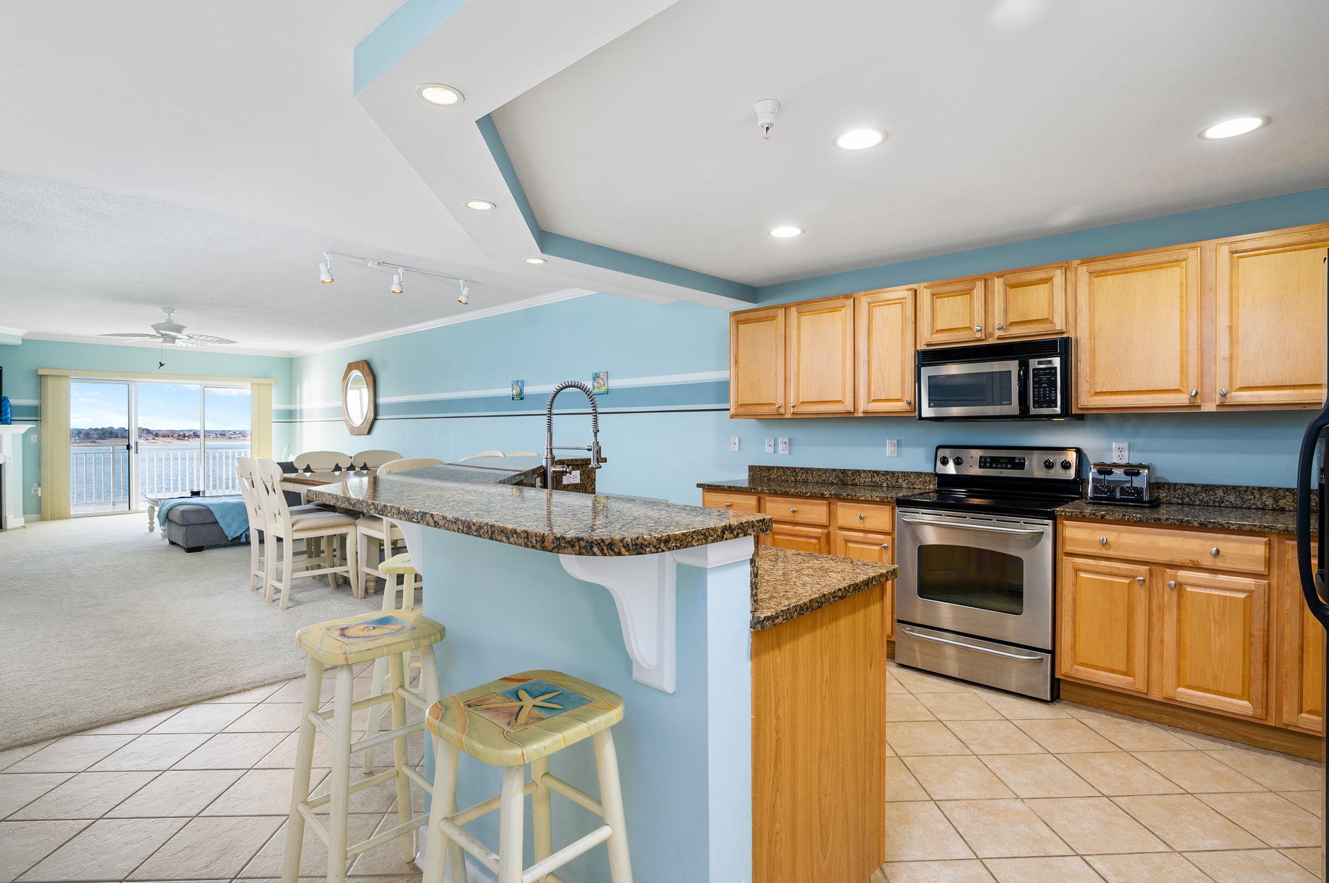 There is plenty of beautiful countertop space, great for all your cooking needs.