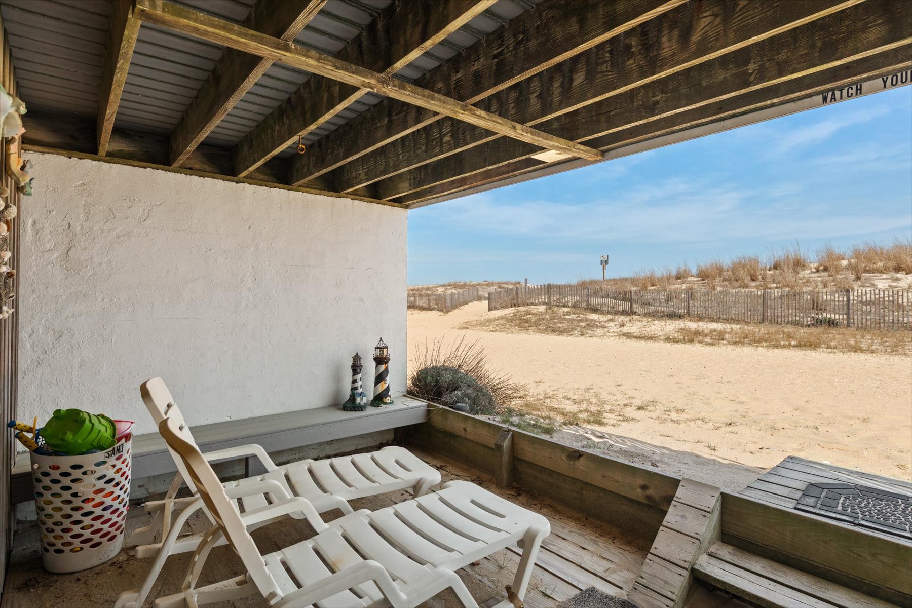 First level ocean front patio.