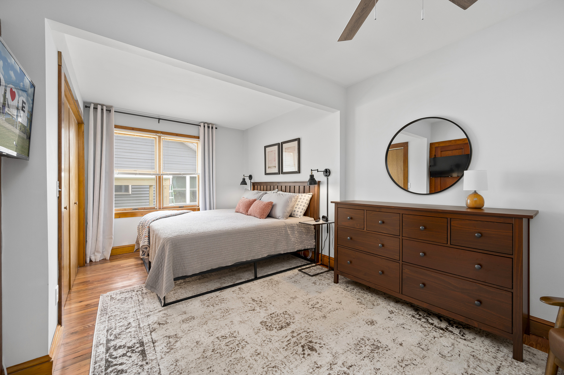 Down the Hall, Bedroom 2 has a King Bed and Flat Screen TV..