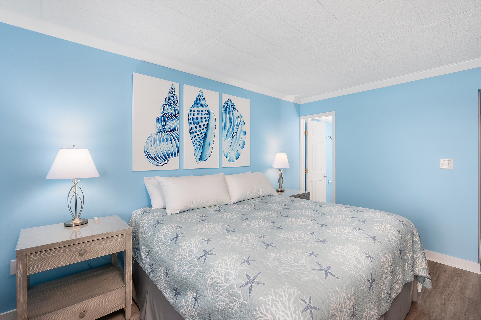 Get a good nights rest in the comfy King bed in the Primary Bedroom