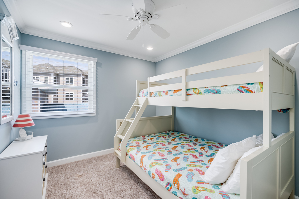Bedroom 2 is perfect for your little ones with a pyramid bunk.