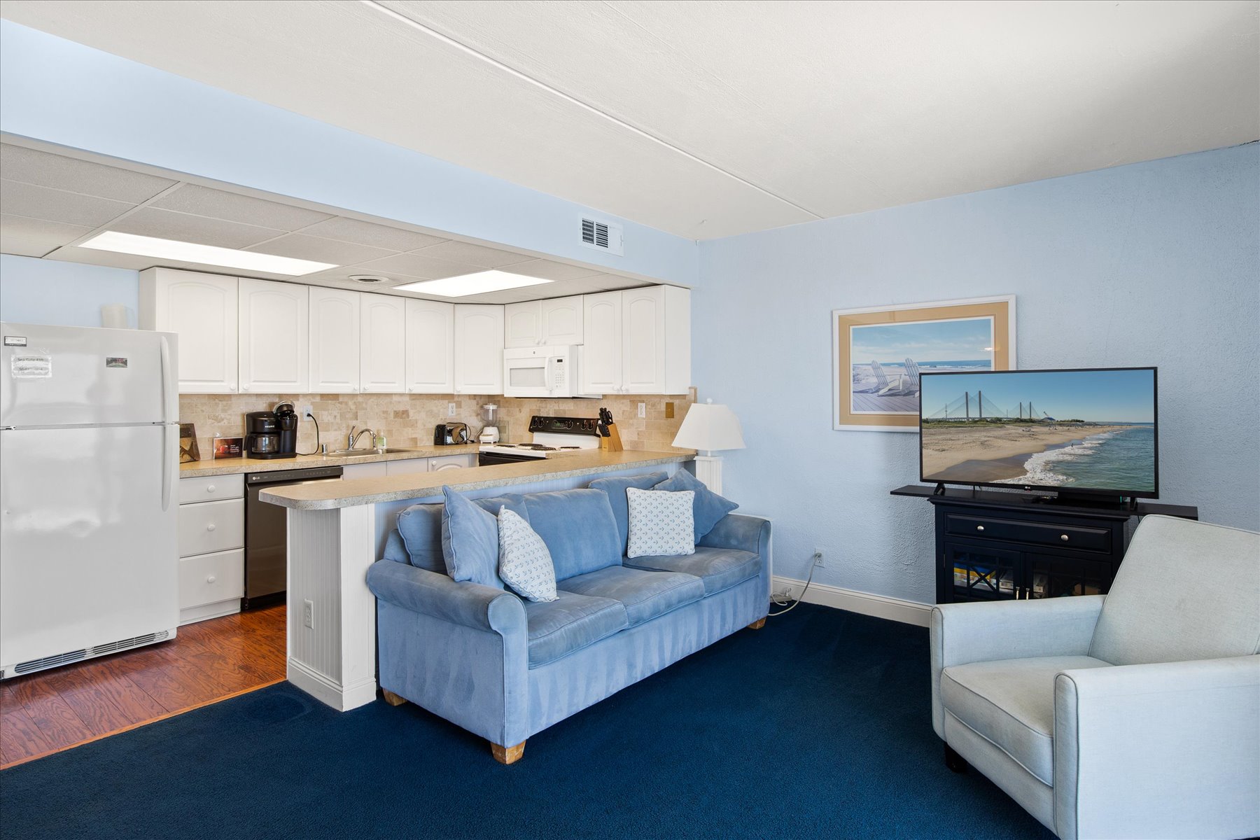 The couch transforms into a Queen Sleeper Sofa.