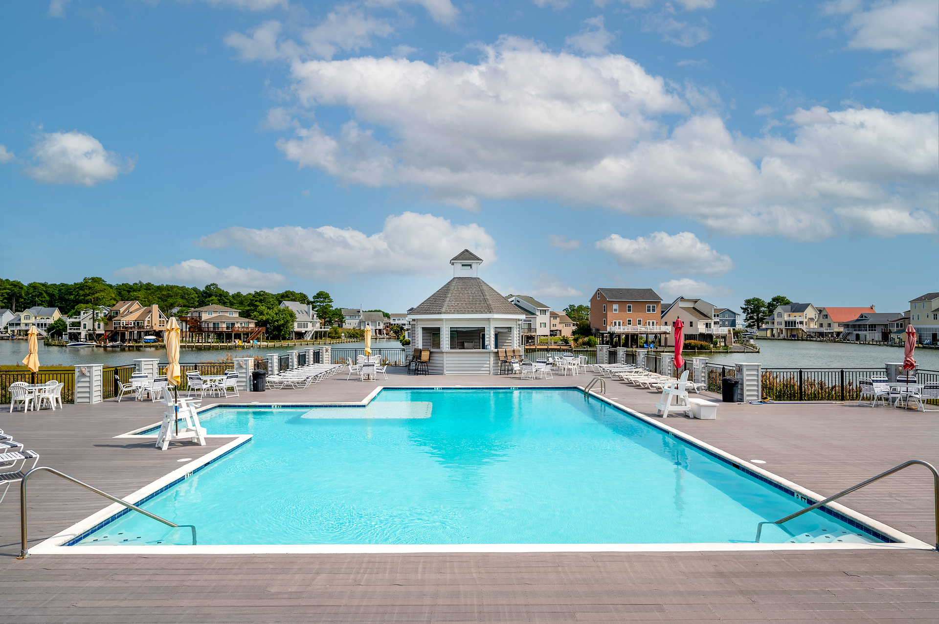 Close up of Marina Pool with Tiki Bar. Amenity Fees Apply.