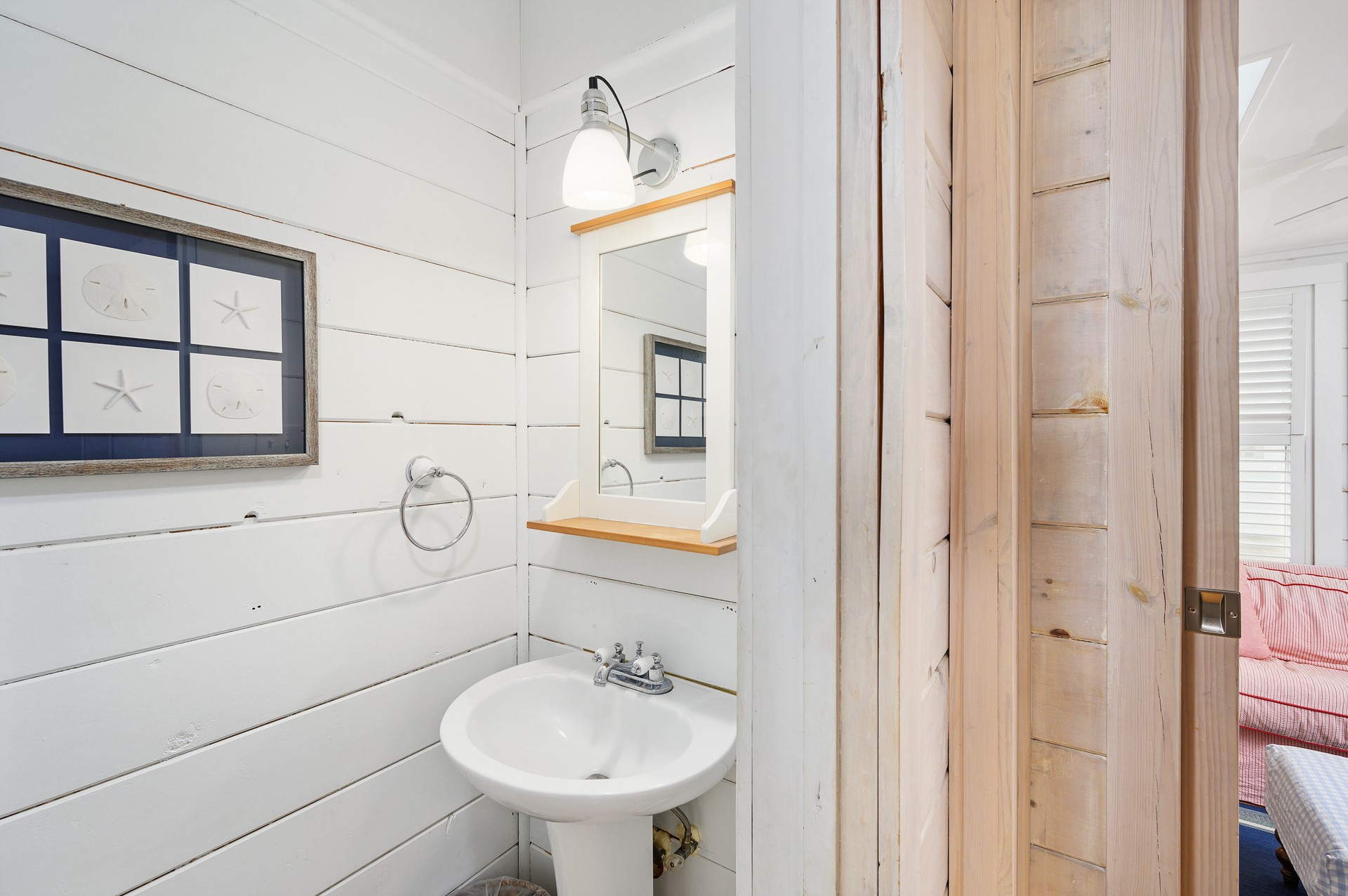 There is a 1/2 bath on the lower level