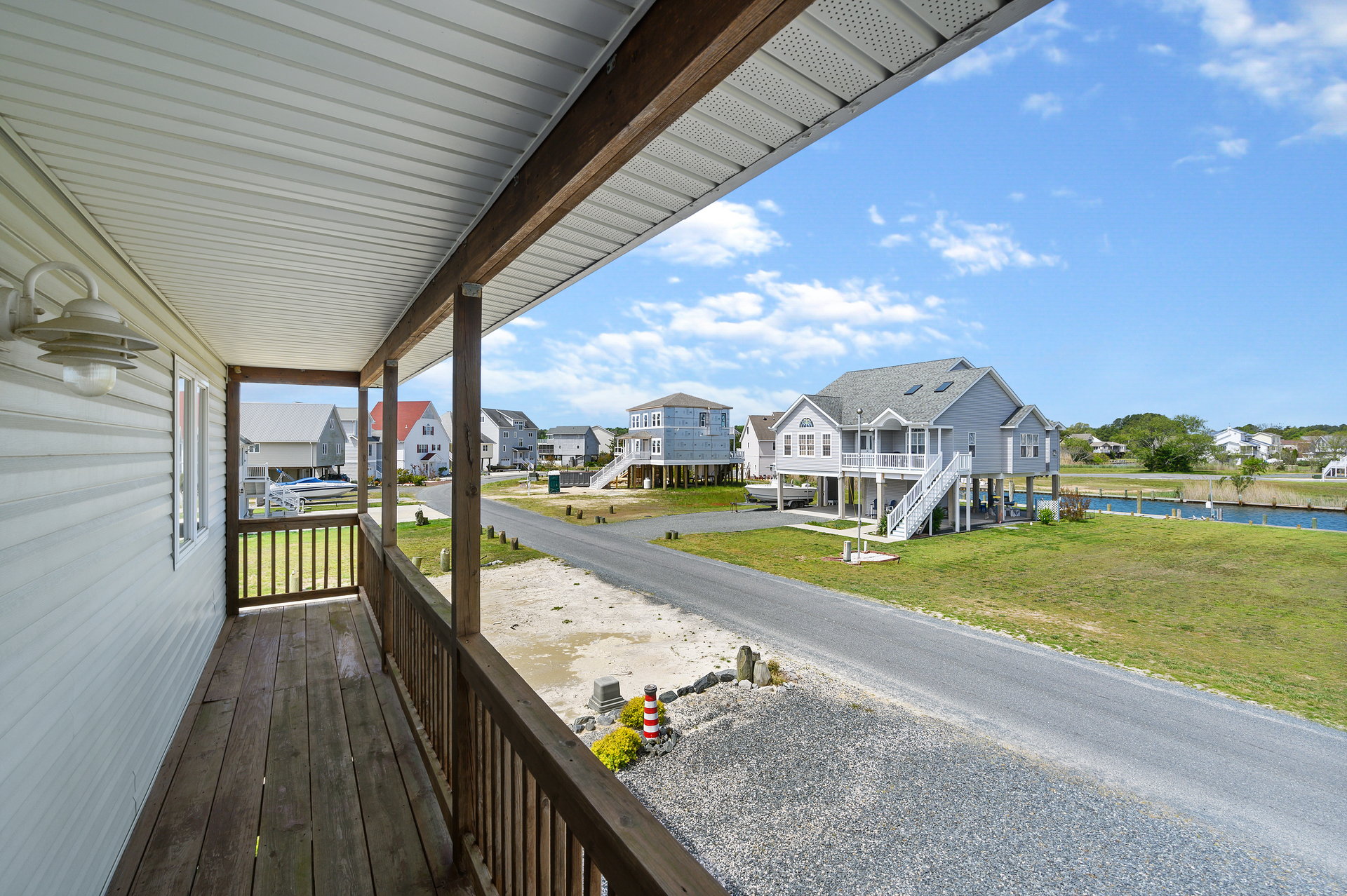 View from the street side - overlooks homes and Canals.